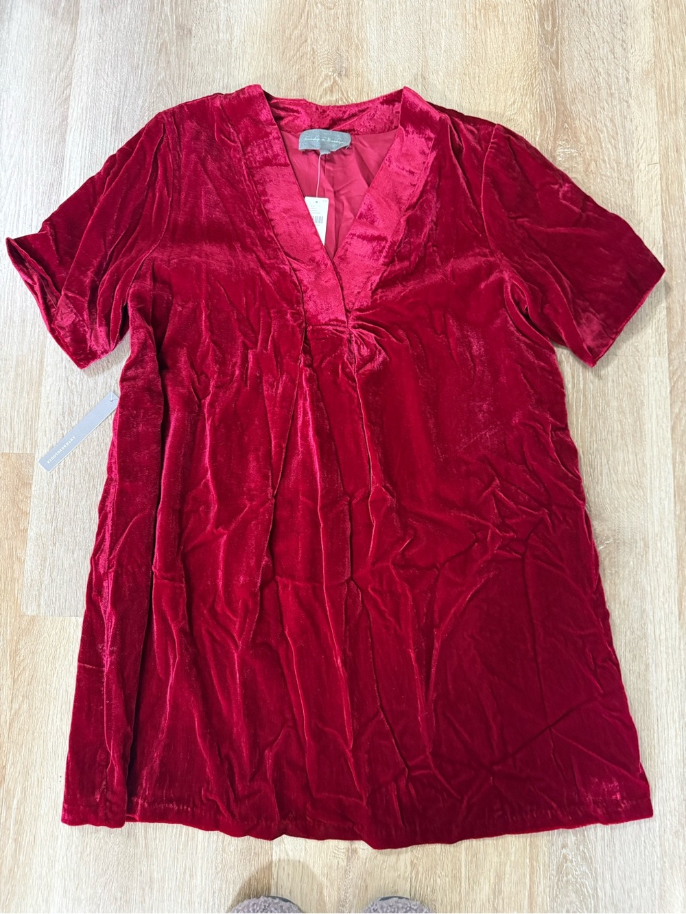Sunday In Brooklyn Anthropologie Red Velvet Mini Dress Size Large NWT